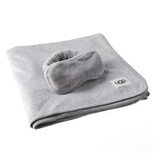 UGG Duffield Travel Set Gray Throw and Sleep Mask Set 🌚